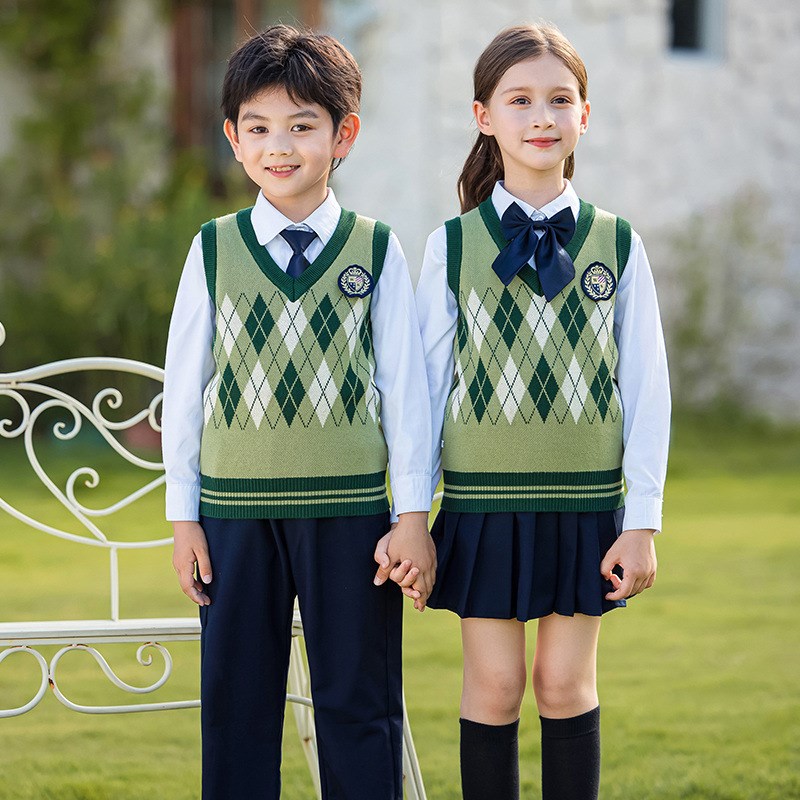 幼儿园园服春秋款英伦风校服套装小学生班服三件套学院风毛衣儿童
