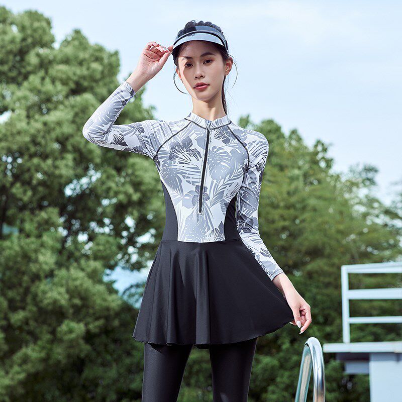 连体泳衣女士长袖长裤防晒2024新款显瘦温泉泳装水母衣冲浪潜水服