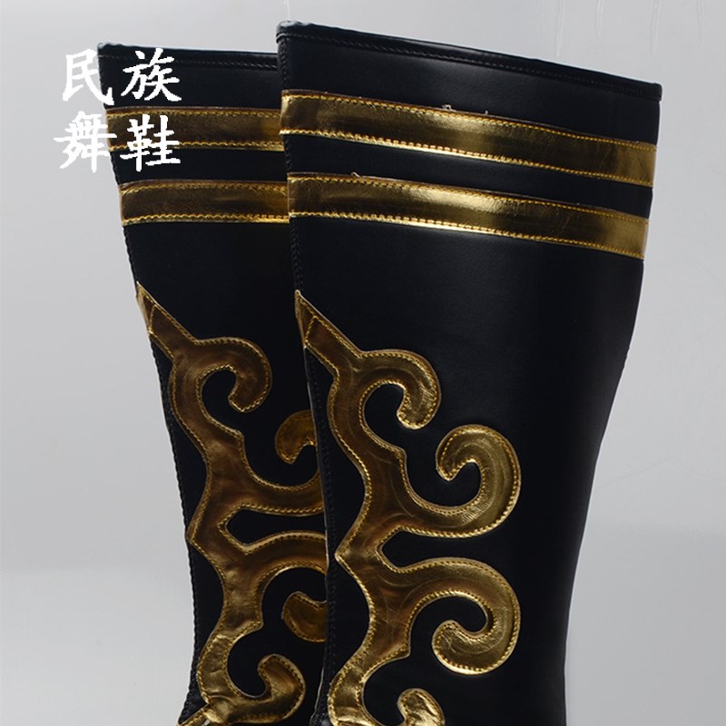 蒙古舞蹈鞋子男藏族新疆维族舞表演鞋草原靴子高筒男款民族舞蹈靴