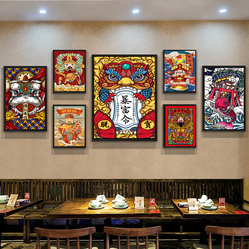 京剧戏曲花旦人物脸谱装饰画饭店挂画川剧餐馆火锅店烧烤组合墙画图片