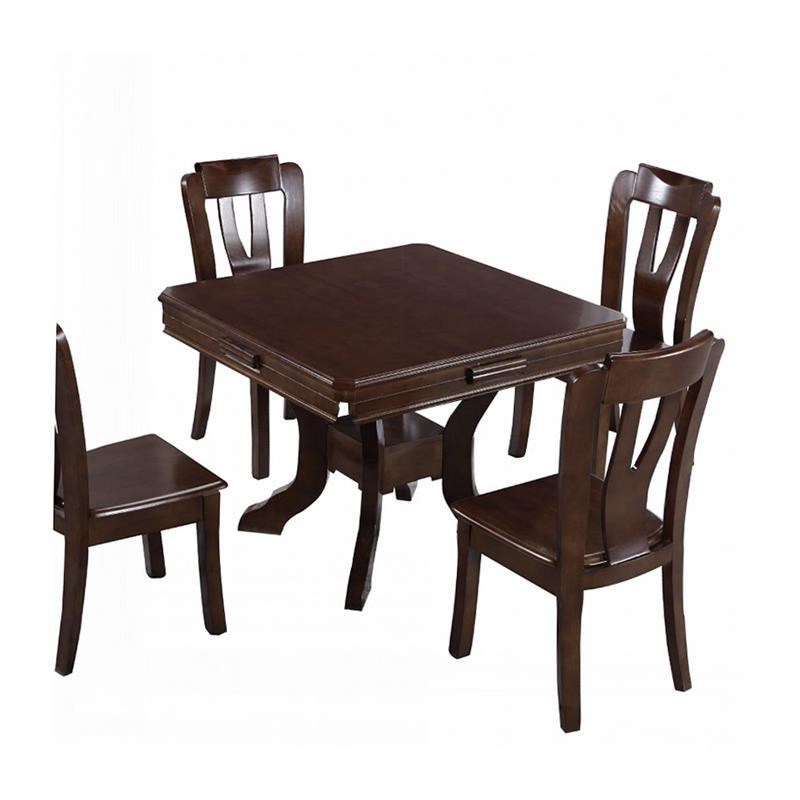 新中式全实木餐桌家用圆形可伸缩折叠方桌变大圆桌多功能两用饭桌