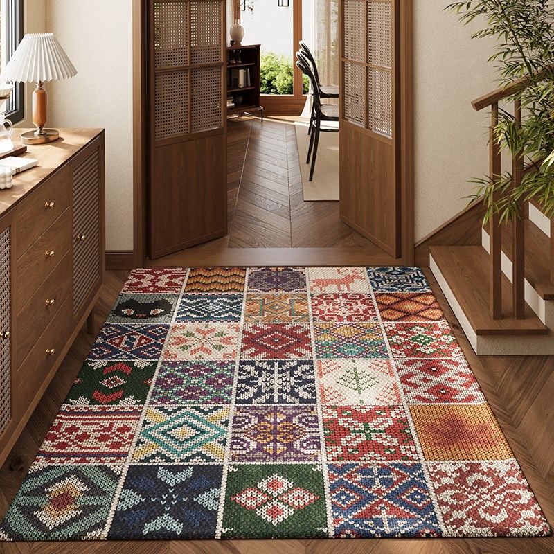 入户门垫民族风蛇年新春进门脚垫玄关地毯除尘防滑门毯大门口地垫,居家布艺,入户地垫,淘宝优惠券,粉丝福利购,淘宝优惠卷