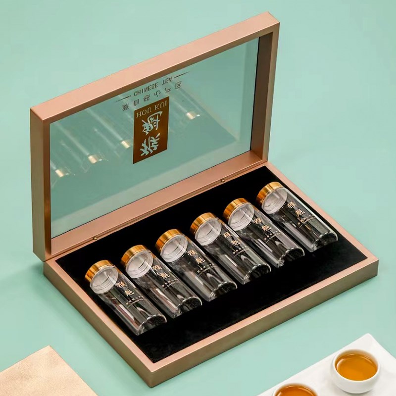高档太平猴魁茶叶包装盒礼盒空盒密封玻透明M璃罐8罐6罐礼品盒定