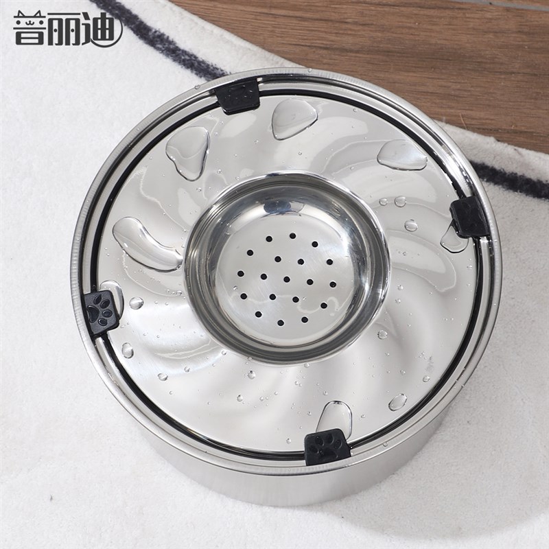 狗碗304不锈钢悬浮碗大型犬饮水超大容量漂浮狗盆宠物食具宠物碗