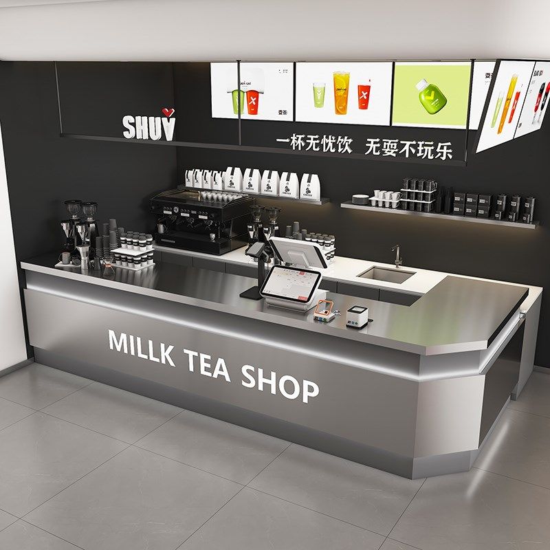 不锈钢奶茶店吧台桌台球厅前w台接待台咖啡店餐厅汉堡蛋糕店收银