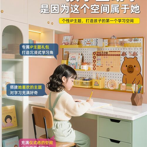 辅学洞洞板墙上置物架墙面壁挂式D儿童学生学习书桌面收纳看书架