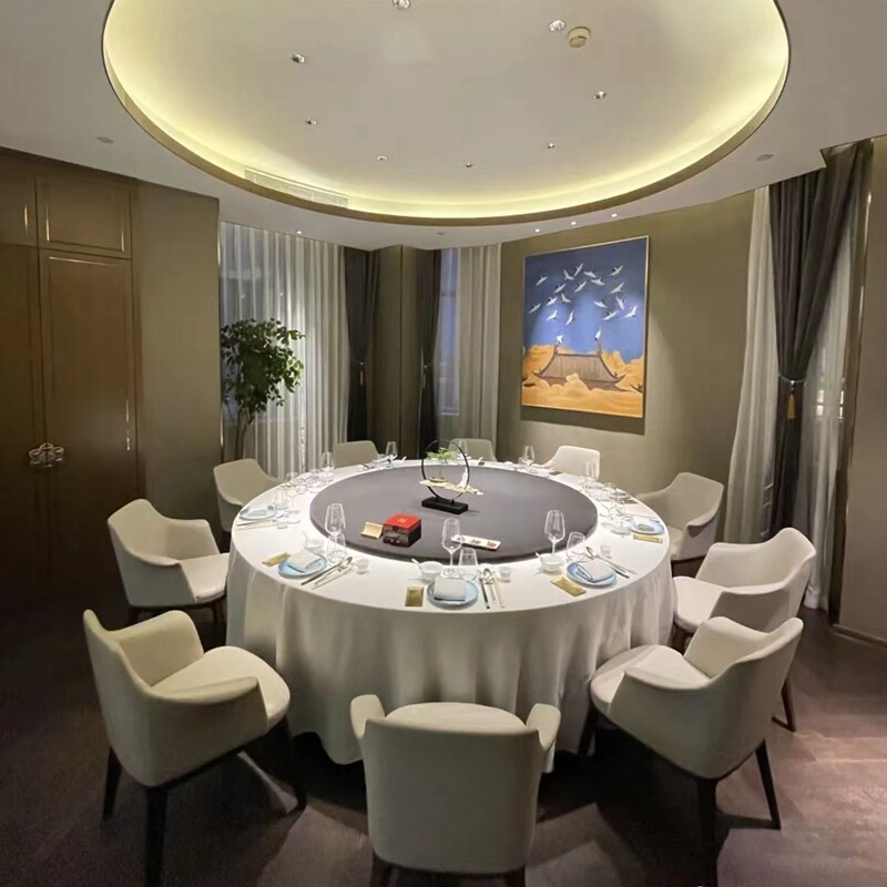 简约高档酒店中式l包间包厢桌布电动转盘桌桌套定制挖洞抠洞台布