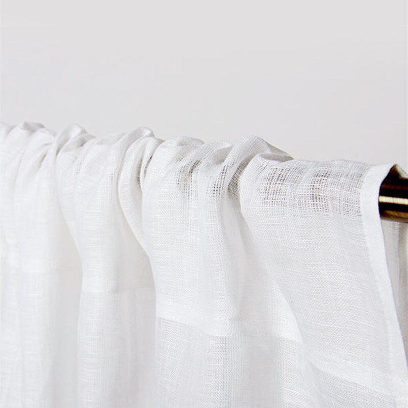 纯亚麻窗帘 本白色亚麻纱亚麻纱帘 法式阳光房客厅落地无甲醛窗纱