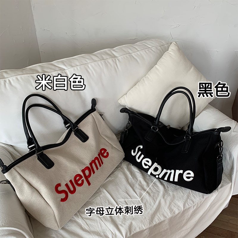 运动健身手提行李包男短途简约大容量斜挎便携帆布出差旅行包女潮