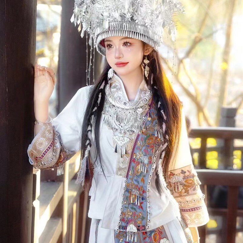 苗族苗疆少女舞蹈民族演出t影楼贵州云南民族舞台摄影服饰旅拍影