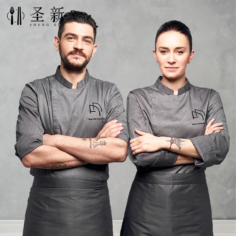 厨师服装男酒店餐厅n后厨房工作服烘焙厨师工作服长袖夏季高档定