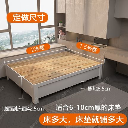全实木床双人储物床简约现代高箱床1.5米1.8米无床头床2024年新款