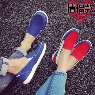 春季 情侣鞋 2024新款 韩版 鞋 百搭平底男女一脚蹬帆布鞋 子女布鞋