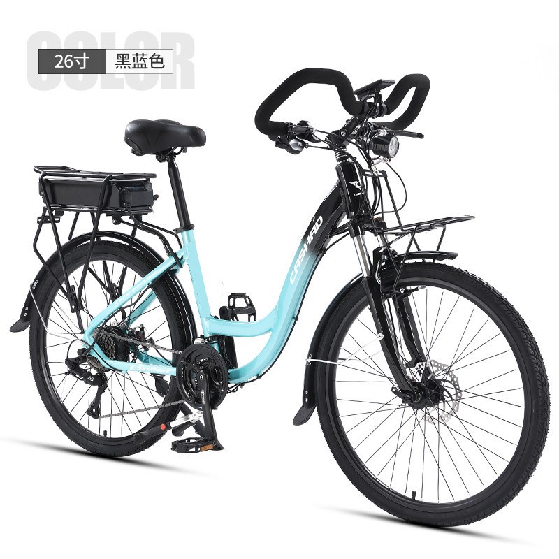 锂电郊游车700C旅行车48V助力电动山地自行车老年27速长途车28寸