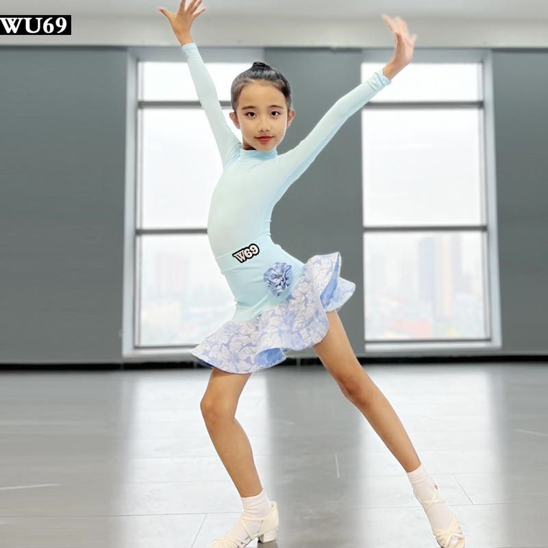 高级儿童拉丁舞练功服女专业w舞蹈表演服装秋冬幼儿拉丁舞服女长