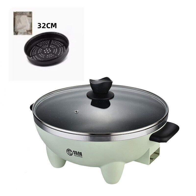 电炒菜炒锅一体式电炒锅家用无烟不粘锅多功能插电带蒸笼的炒新款