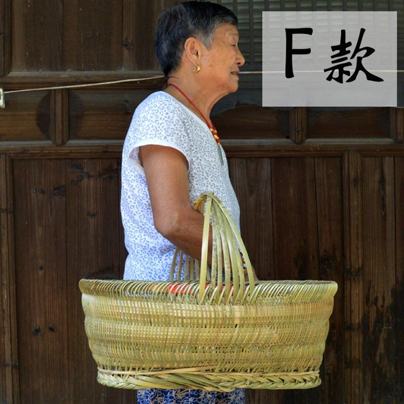 包邮手工竹编竹篮收纳筐竹篓竹制品茶叶采摘篮手提菜篮子绿色环保