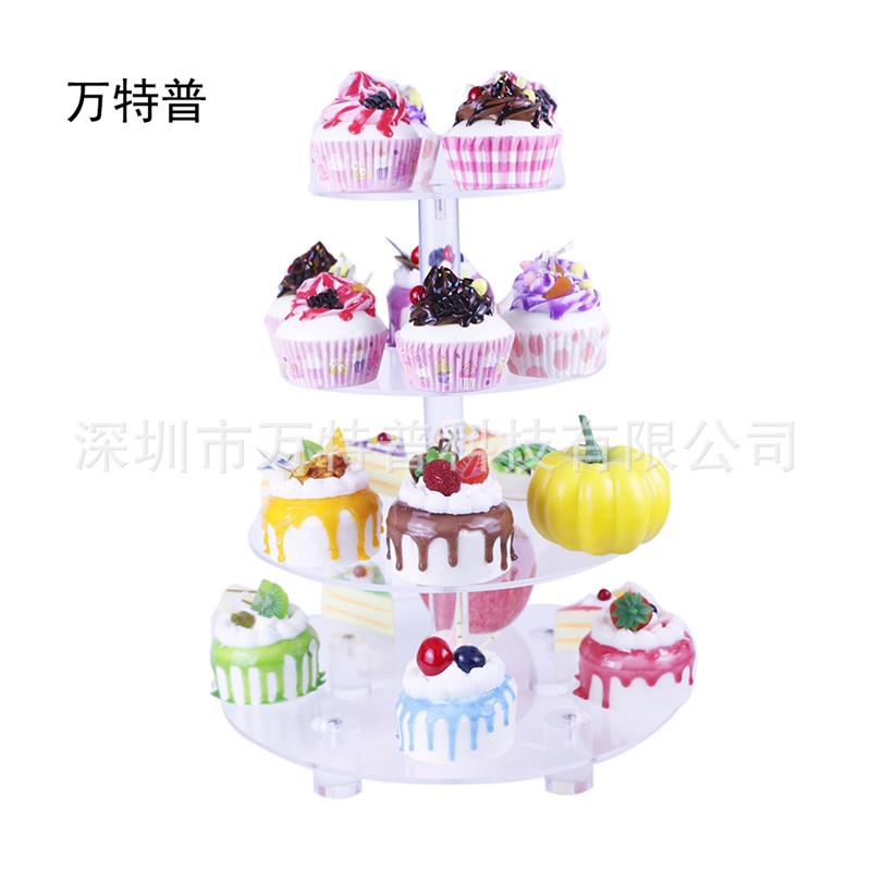 新款加脚4层圆形透明亚克力纸杯蛋糕架 亚克力杯子生日婚礼蛋糕架