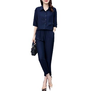 时尚套装女2024夏季新款胖妹妹两件套减龄气质薄款休闲显瘦阔腿裤