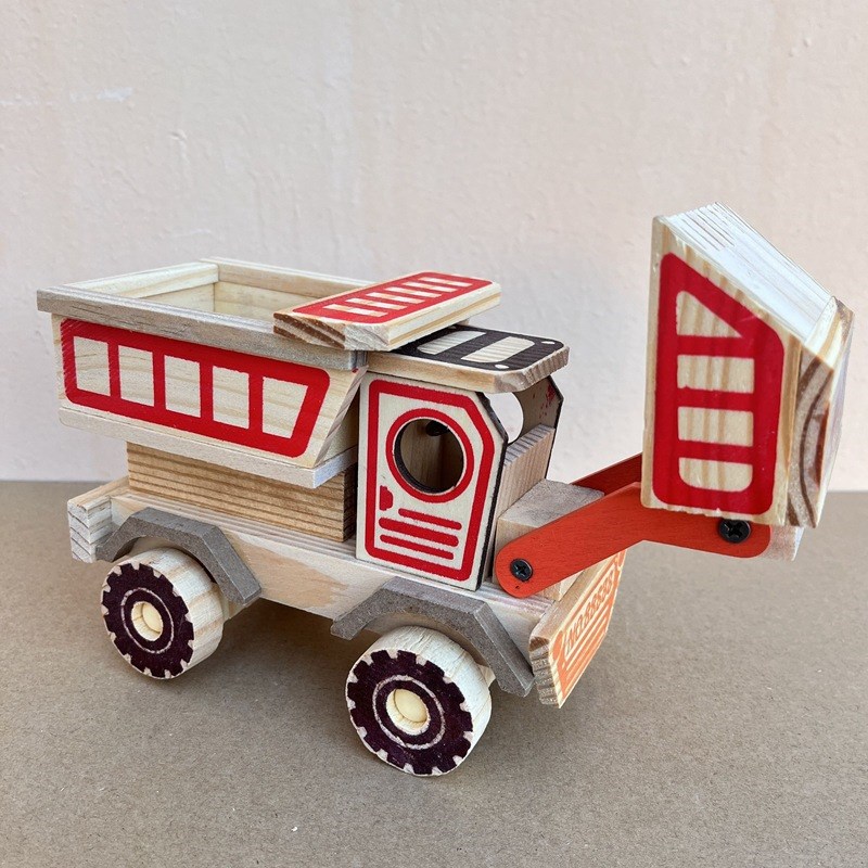 儿童玩具挖土机模型木质工艺品A大推挖儿童工程车玩具旅游工艺品
