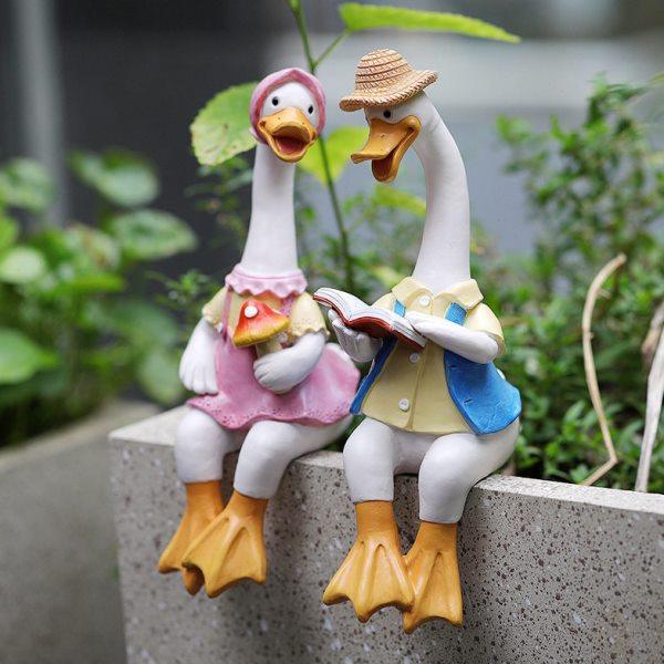 花园卡通看书情侣鸭子摆件户外庭院园林别墅农场景观装饰工艺品,家居饰品,户外/庭院摆件,淘宝优惠券,粉丝福利购,淘宝优惠卷