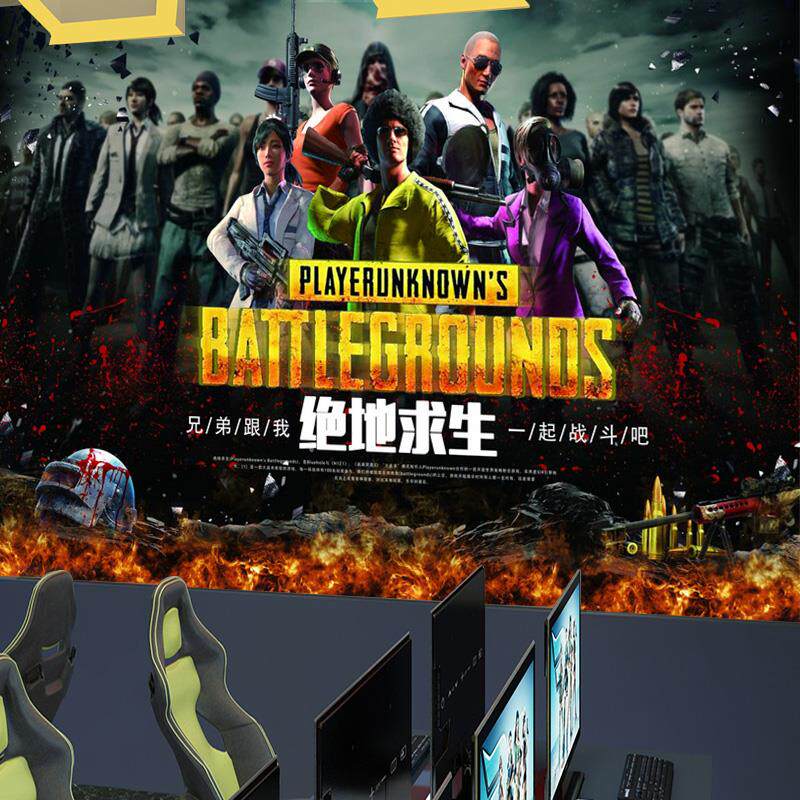 大型网吧电竞游戏主题贴画吃鸡壁画装饰画3D立体墙贴墙纸网咖壁纸