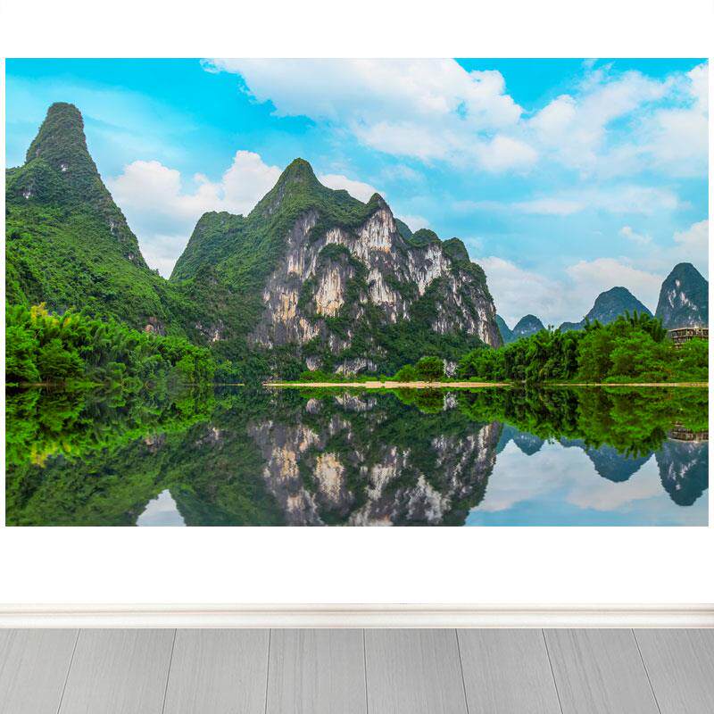 桂林山水自然风景海报自粘贴纸墙画有山有水客厅背景墙装饰墙贴画