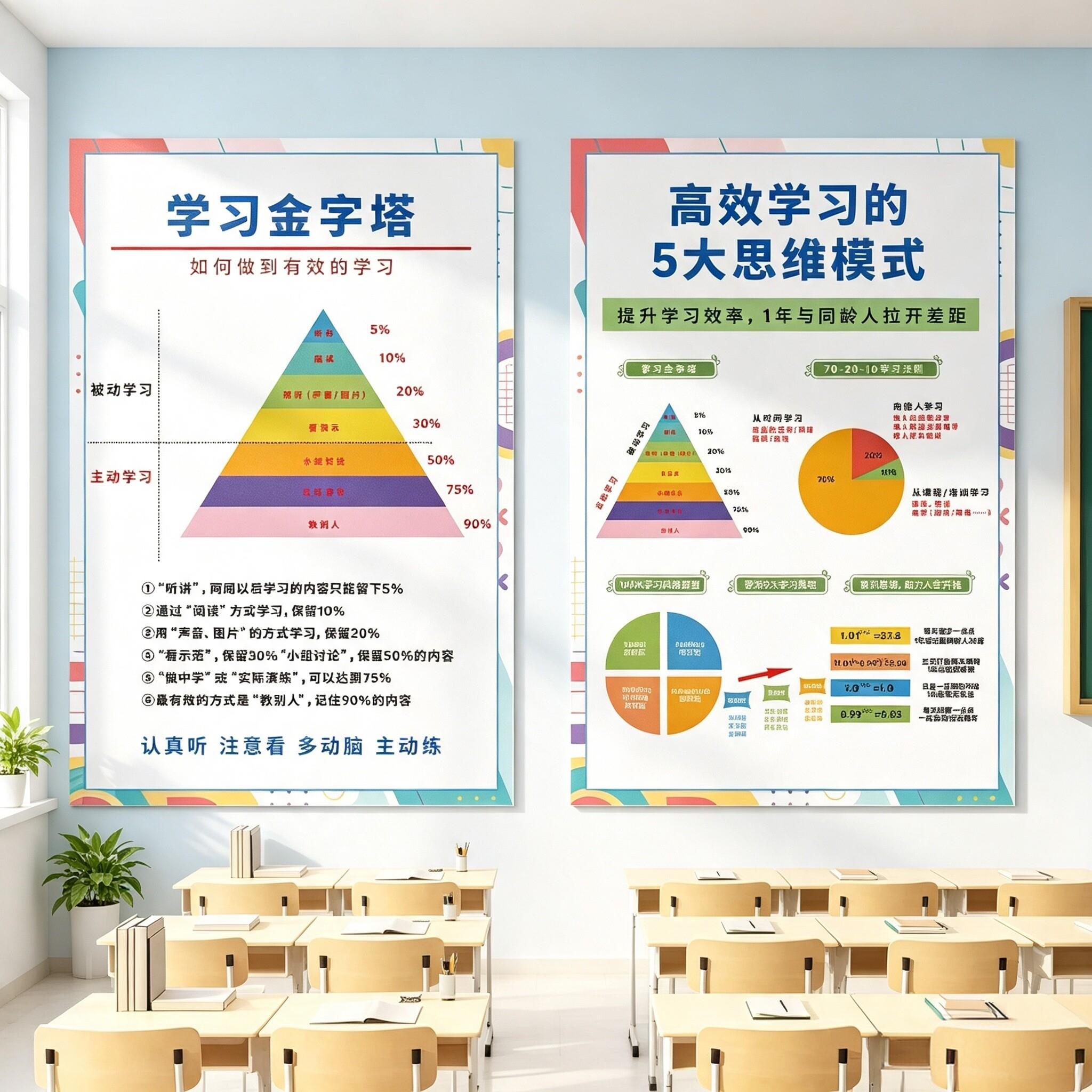 中高考励志标语墙贴培训班高三教室布置装饰班级文化学习贴纸海报