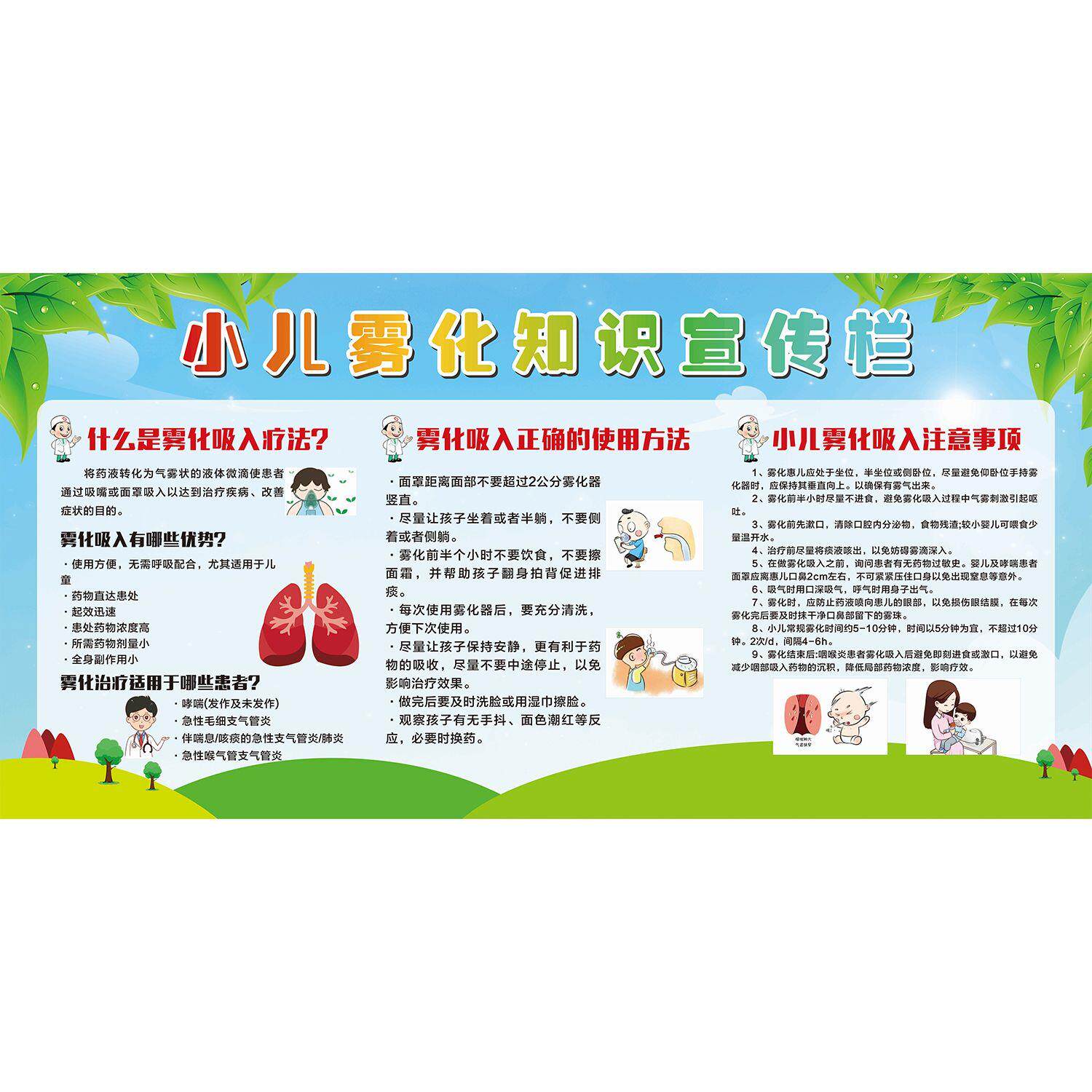 医院诊所卫生室儿童雾化吸入治疗疗法挂图广告宣传画海报墙贴画