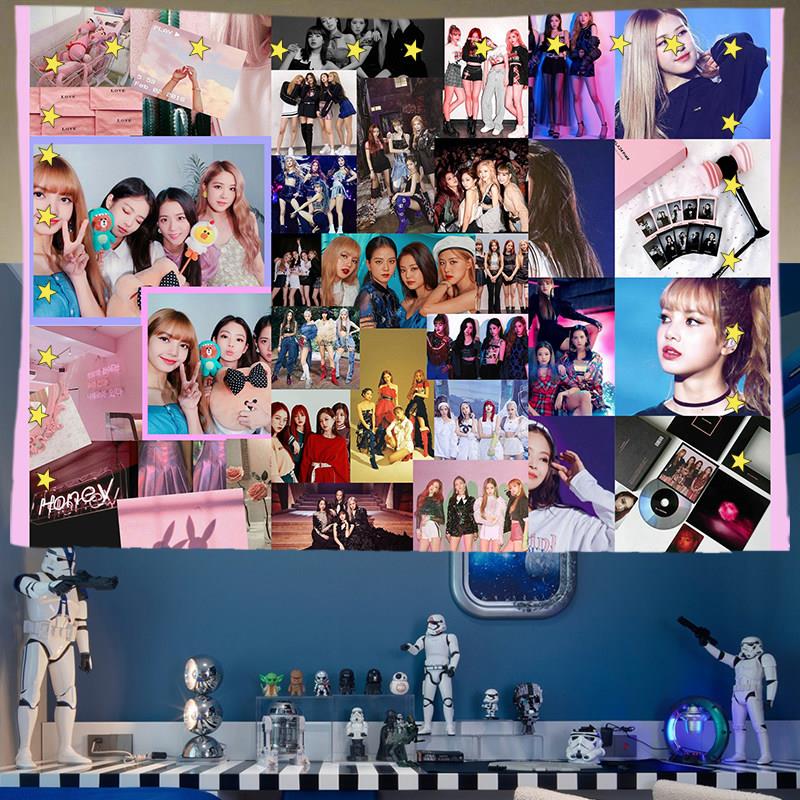 BLACKPINK 四人组合背景布海报布艺明星宿舍墙布房间装饰挂布挂毯