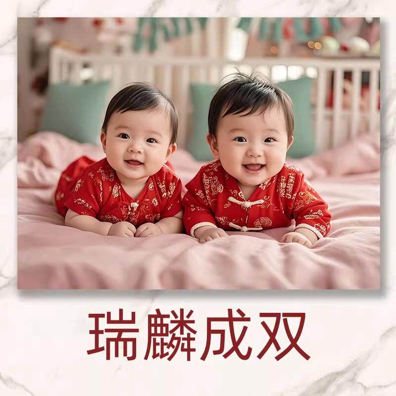 婚房年画娃娃送子图宝宝画男孩龙凤胎助孕摆件卧室求子画海报墙贴