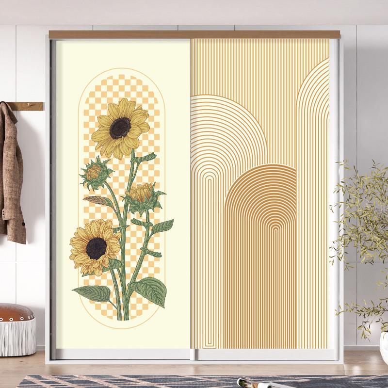 法式复古怀旧卧室衣柜门翻新贴纸整张自粘装饰玻璃移门遮丑贴画