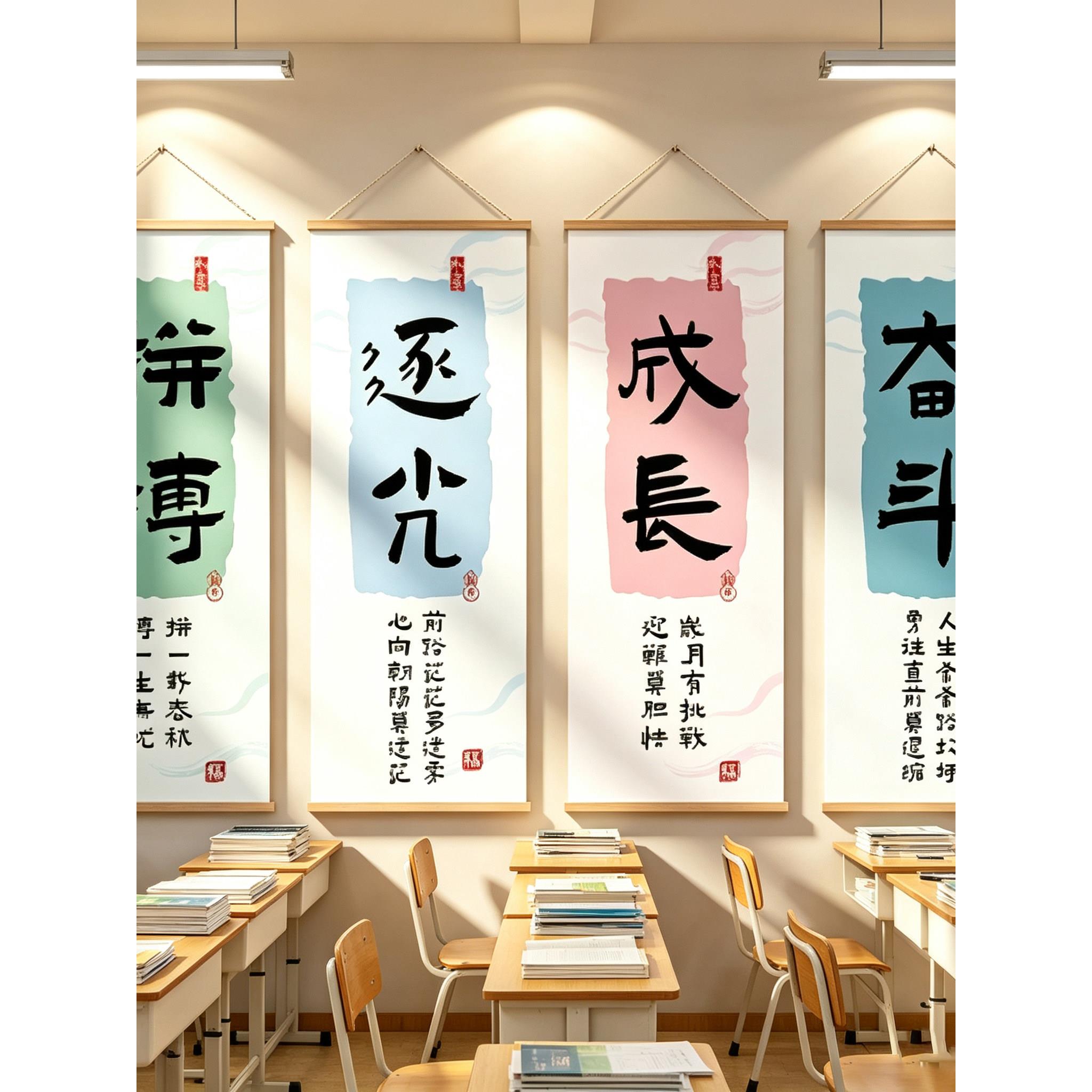 初高中教室布置挂画班级文化墙贴自律奋斗励志标语辅导班墙面装饰