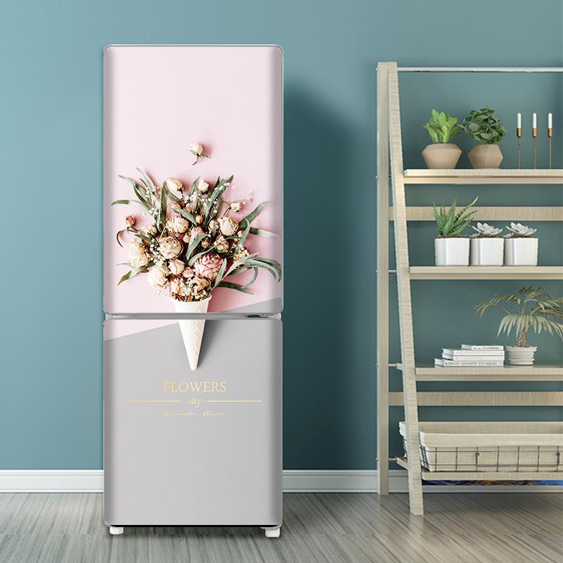 冰箱贴纸全贴北欧3d立体花卉创意可移除自粘双开门贴画装饰翻新贴