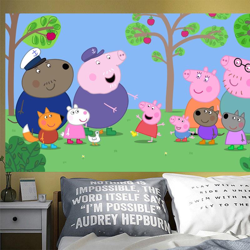 小猪佩奇墙贴贴纸装饰自粘学生宿舍卧室超大自粘海报高清自粘壁纸