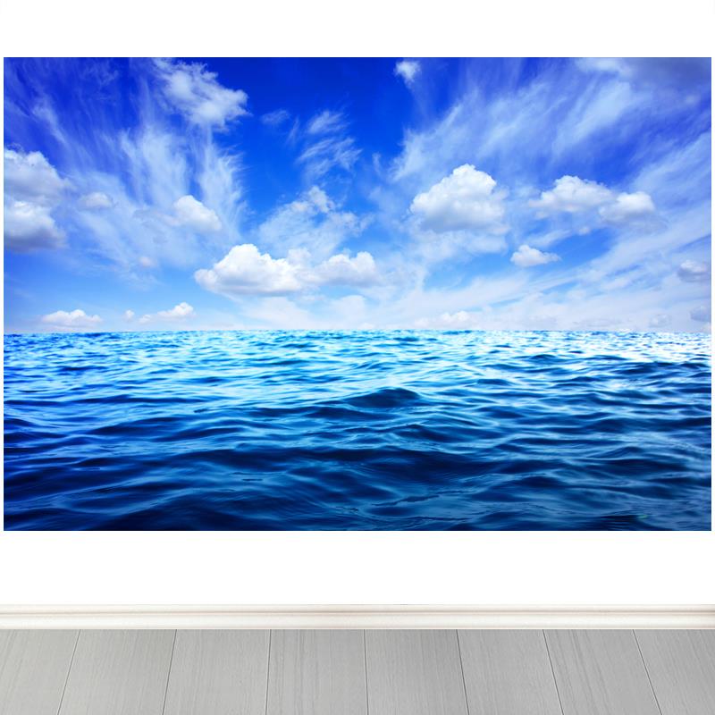 大海海浪波浪蓝天白云蓝色大海海水海景图客厅办公室背景墙装饰画