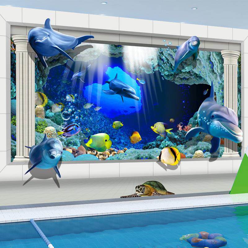 海底世界3d墙贴游泳馆母婴馆自粘贴画壁画儿童幼儿园墙纸墙画防水