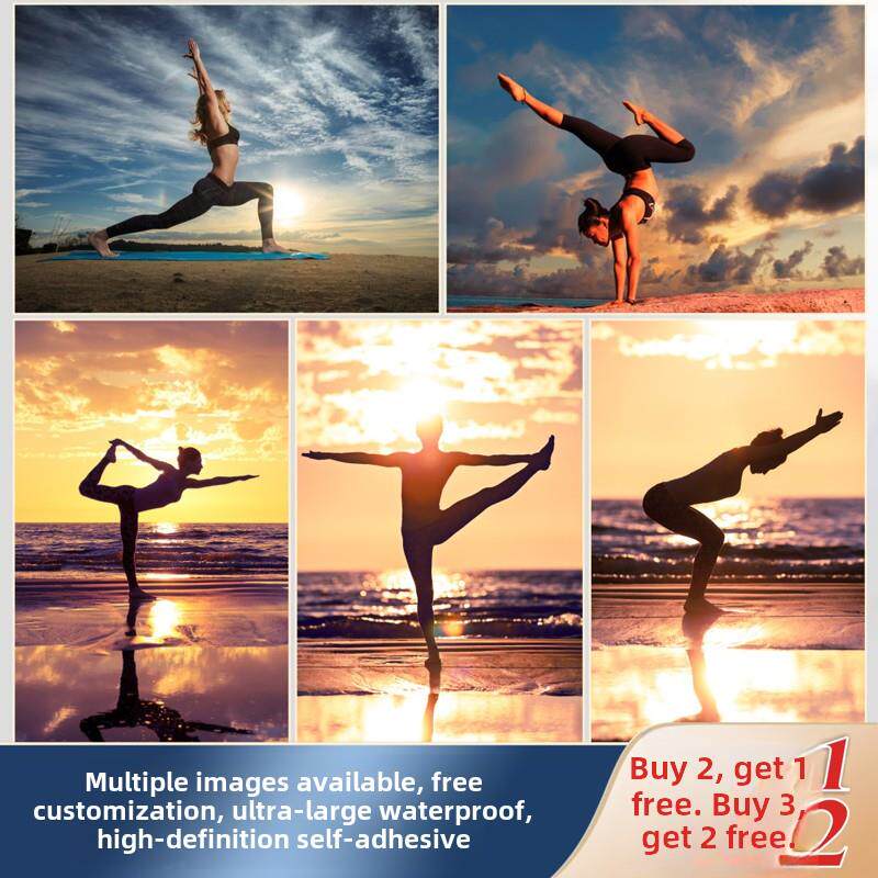 普拉提瑜伽工作室海报瑜伽馆塑身运动减肥墙贴纸壁纸装饰绘画定制