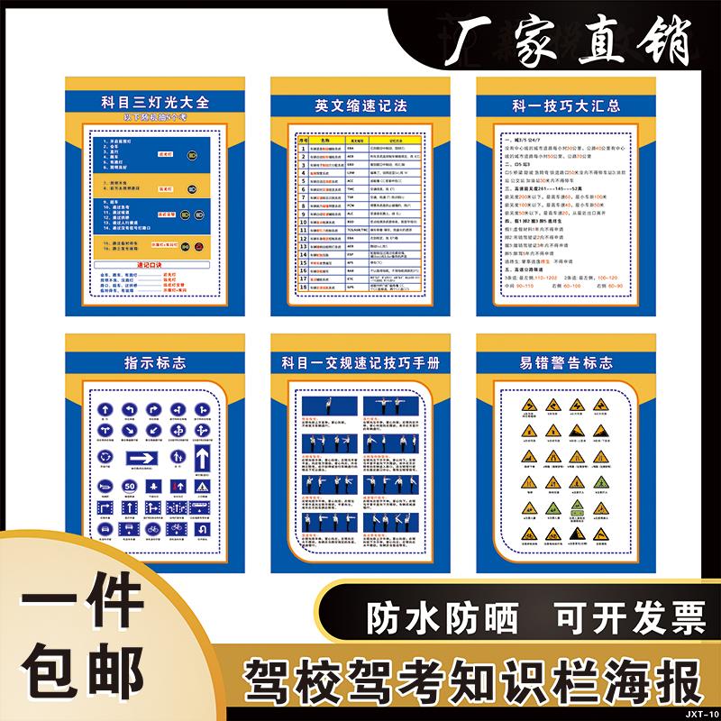 驾校海报道路交通安全标志交警手势考试标识线牌挂图看版科目宣传