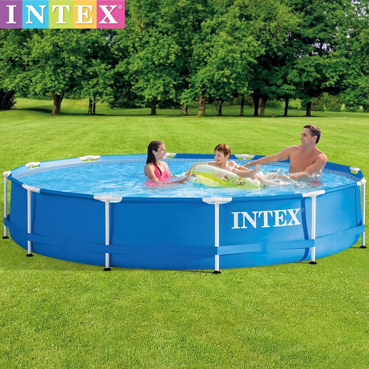 INTEX28210 12尺大型家庭圆形支架游泳池 成人别墅加高加厚游泳池