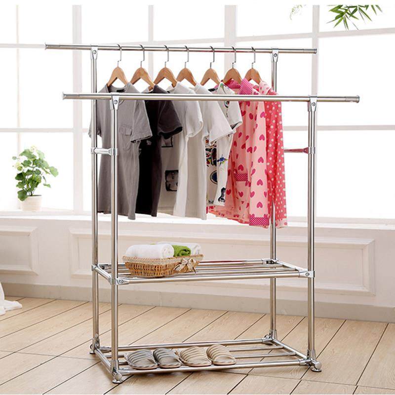 加厚SUS304不锈钢晾衣架落地可移动阳台置物架双层晒被定制挂衣架,收纳整理,置地/升降晾晒衣架,淘宝优惠券,粉丝福利购,淘宝优惠卷