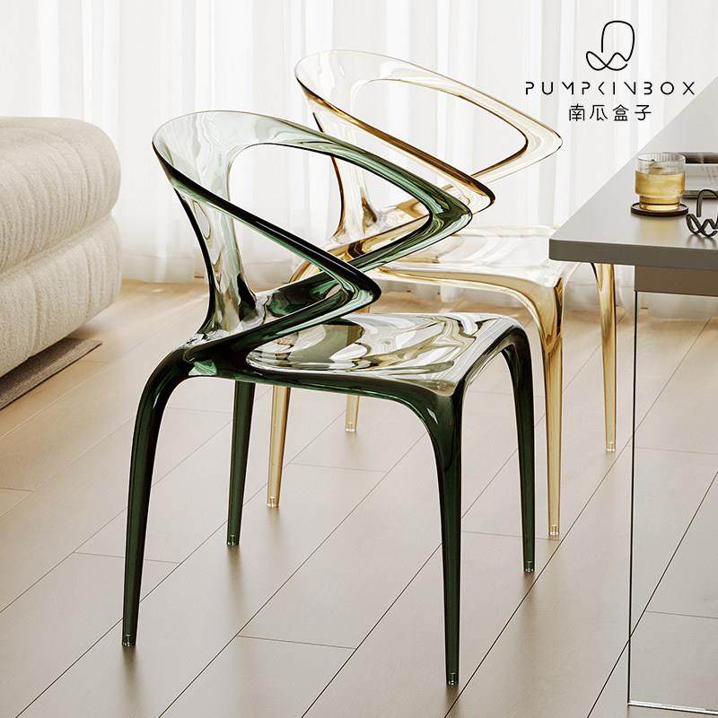 压克力餐椅轻奢高级感家用扶手透明靠背水晶椅子网红新款AVA椅子