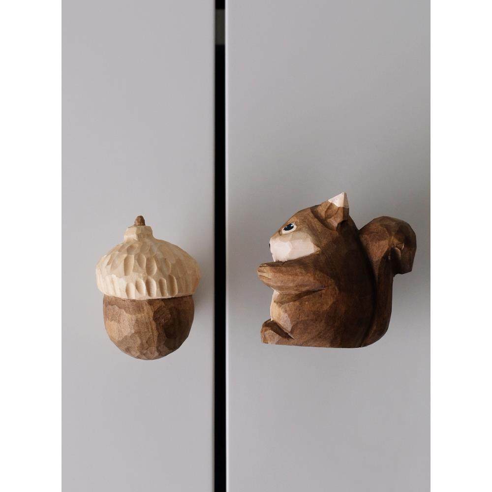 BERCEAU 挂钩柜门拉手松鼠松果可爱创意木质免打孔手工玄关儿童房,家居饰品,装饰挂钩,淘宝优惠券,粉丝福利购,淘宝优惠卷