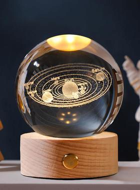 发光水晶球星空触摸充电小夜灯摆件生日礼物送女生高级感小众七夕
