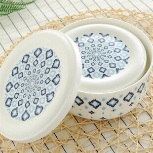 带盖陶瓷碗密封上班便当骨瓷保鲜蒸碗有盖大号饭盒微波炉加热专用