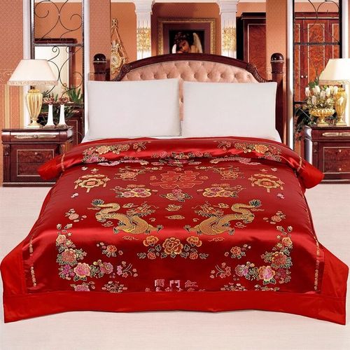 杭州丝绸织锦缎婚庆被套结婚喜被罩龙凤百子软锻子被面绸缎纯棉里