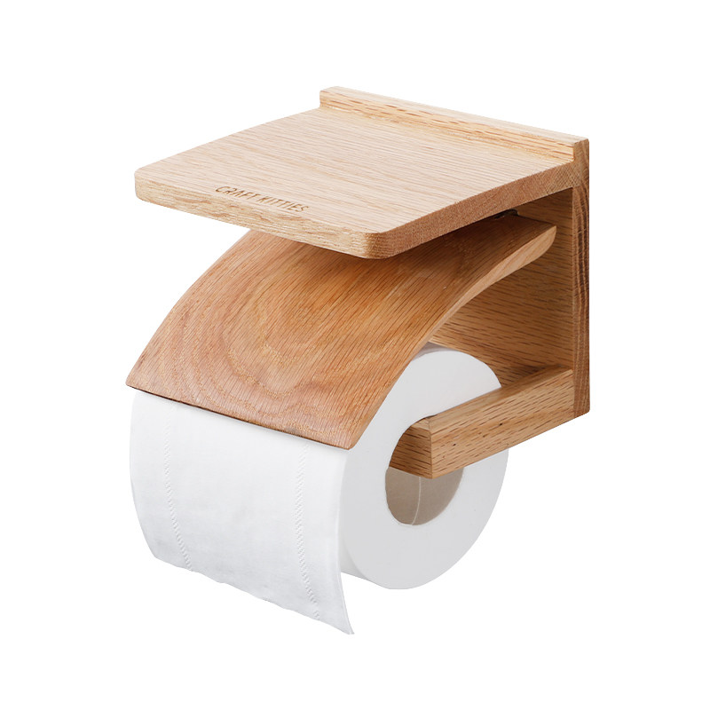 卫生间纸巾盒实木厕所卷纸架免打孔厕纸架防水纸巾架壁挂式置物架