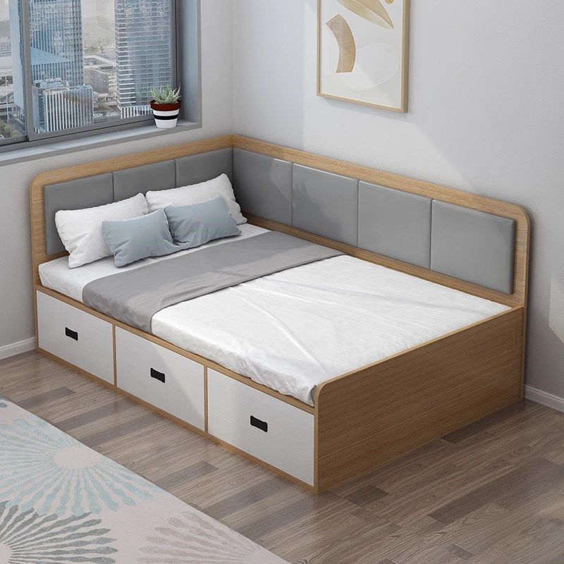 简约现代榻榻米床小户型储物软包抽屉床落地高箱儿童床带围栏定制,住宅家具,板式床,淘宝优惠券,粉丝福利购,淘宝优惠卷