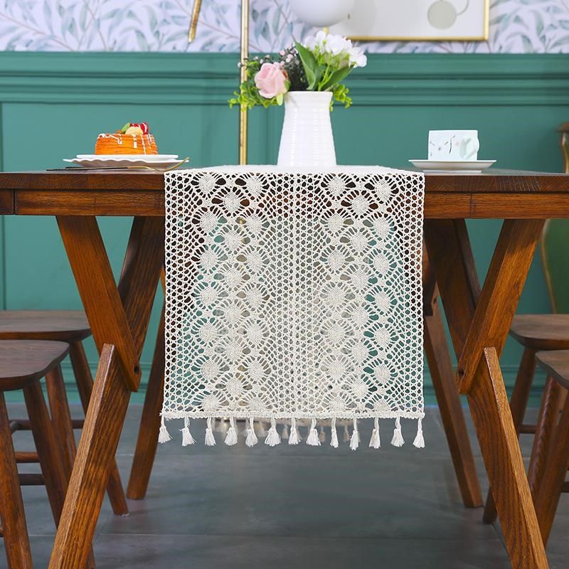 美式乡村文艺桌旗流苏镂空客厅餐桌茶几巾棉线田园风民宿装饰盖巾,居家布艺,桌旗,淘宝优惠券,粉丝福利购,淘宝优惠卷