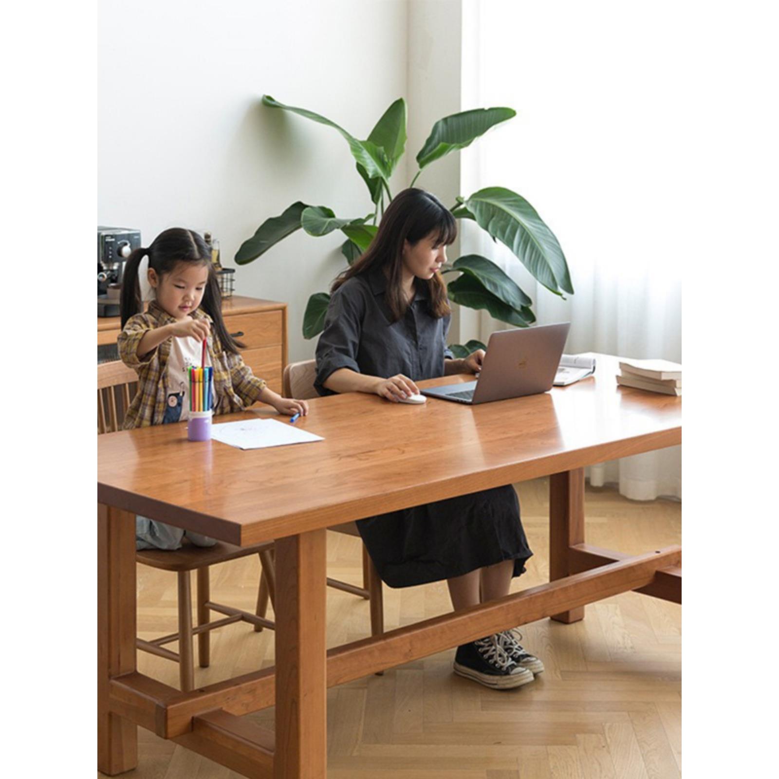 香椿木大笨桌子 银杏实木书桌简约电脑桌 原木大板桌学习桌办公桌